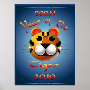 Fött år av tigertrycket poster