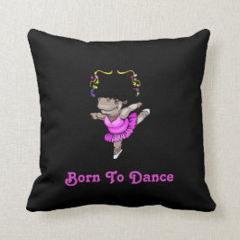 "Fött att dansa" flodhästBallerinadekorativ kudde