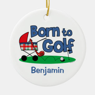 Fött att golf minnessakprydnaden julgransprydnad keramik