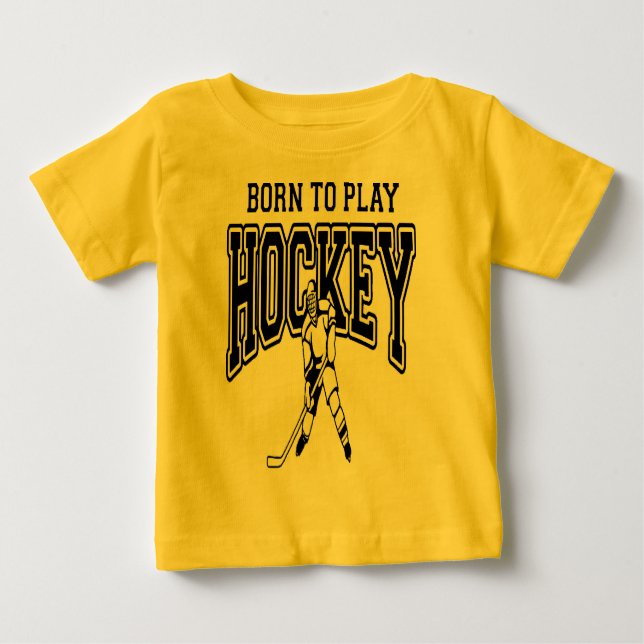 Fött att leka hockey (svarten) t shirt (Framsida)