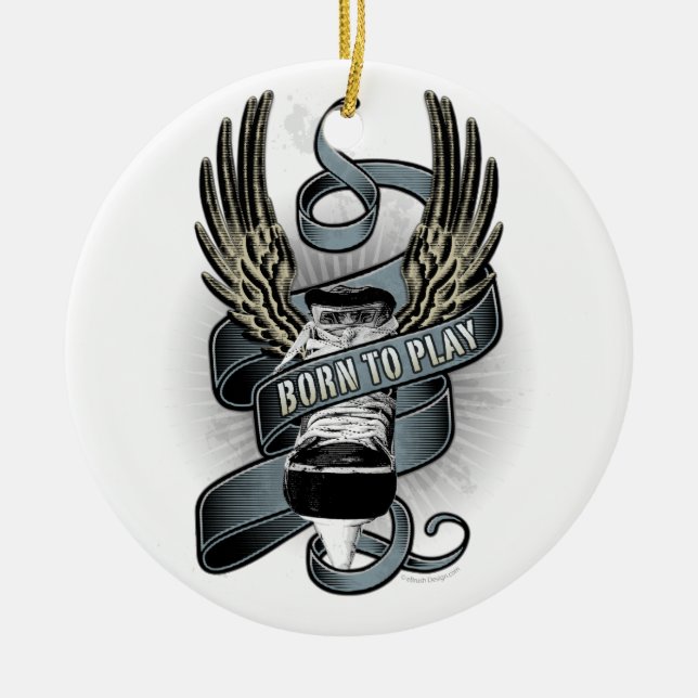 Fött att leka prydnad II Julgransprydnad Keramik (Framsidan)