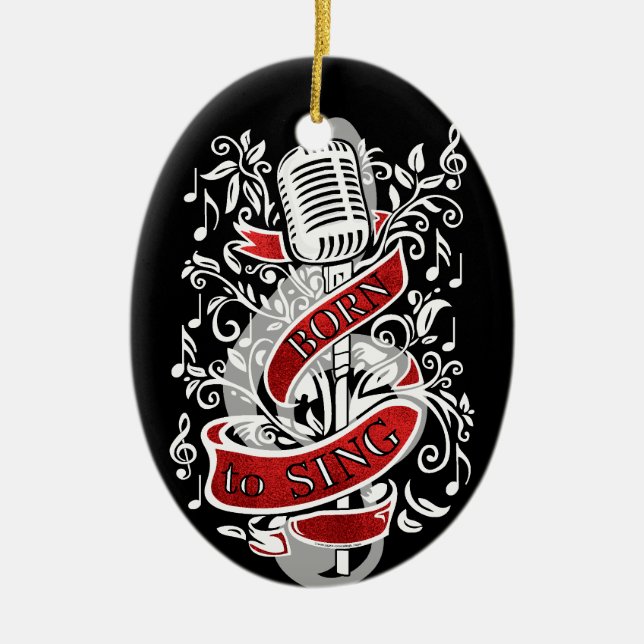 Fött att sjunga julprydnadar julgransprydnad keramik (Framsidan)