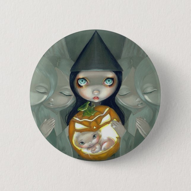 "Fött av en pumpa" knäppas Knapp (Framsida)