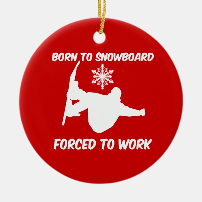 fött till snowboarden julgransprydnad keramik (Framsidan)