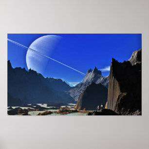 Fotvandra den Herschel krater av Saturns måne Poster