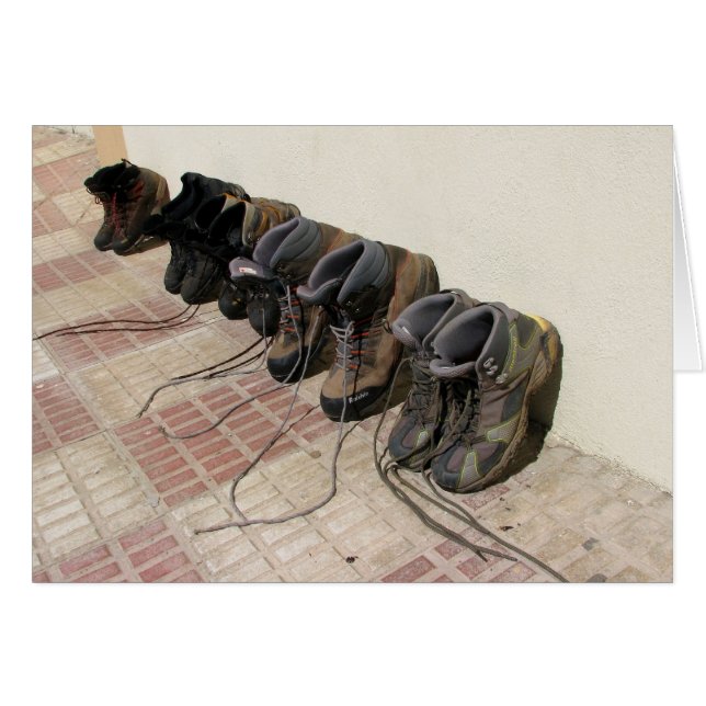 Fotvandra kängakortet hälsningskort (Framsidan Horizontal)