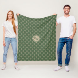 Foulard rosette geometric mönster, sage grönt fleecefilt