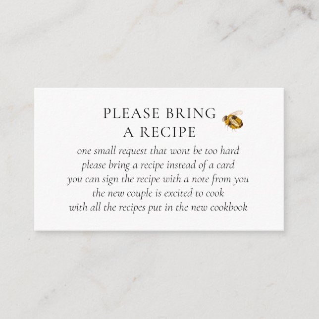 Found Her Honey Bee Bridal Shower Recipe Request Tilläggskort (Framsida)
