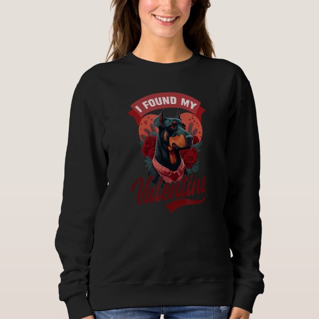 Found My Valentine Design Doberman Valentines Day T Shirt (Framsida)