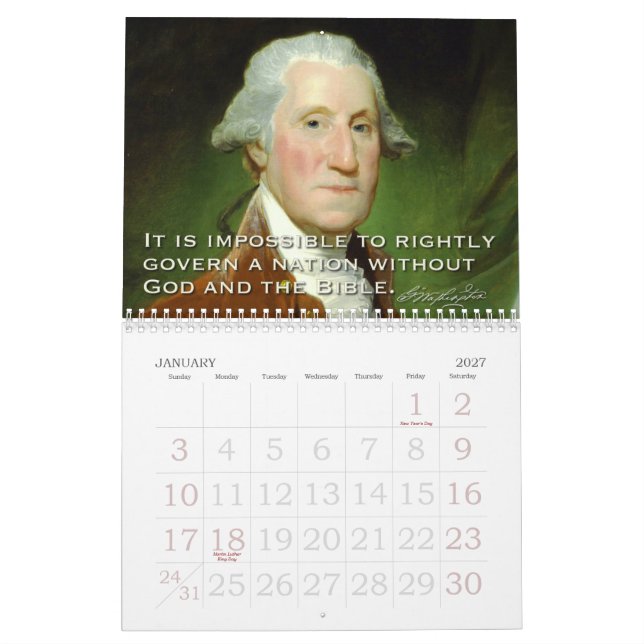 Founding fathers & begränsada regerings- kalender (Jan 2027)