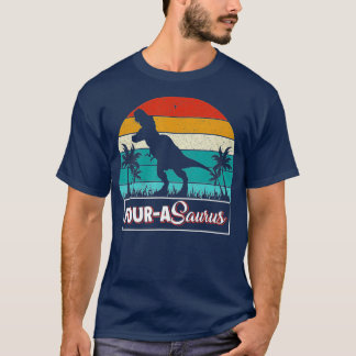 Four a Saurus Birthday T Rex 4 Year Old Dino 4th D Shirt