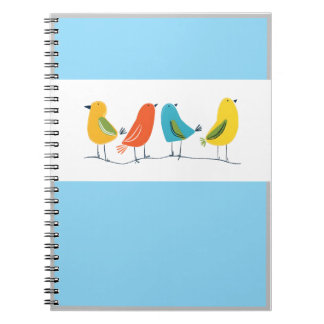 Four Birds Perched on a Twig Notebook Anteckningsbok