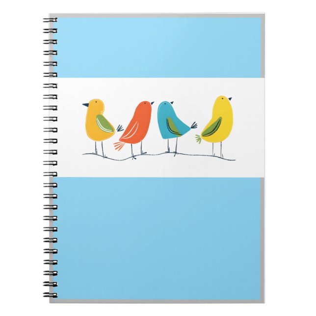 Four Birds Perched on a Twig Notebook Anteckningsbok (Framsidan)