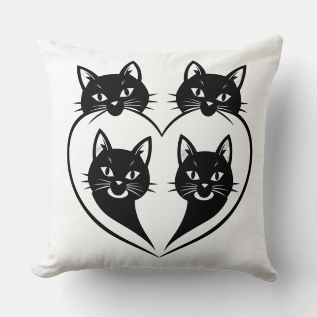 Four Cats One Heart – Cute Family Cat Love  Kudde (Framsida)