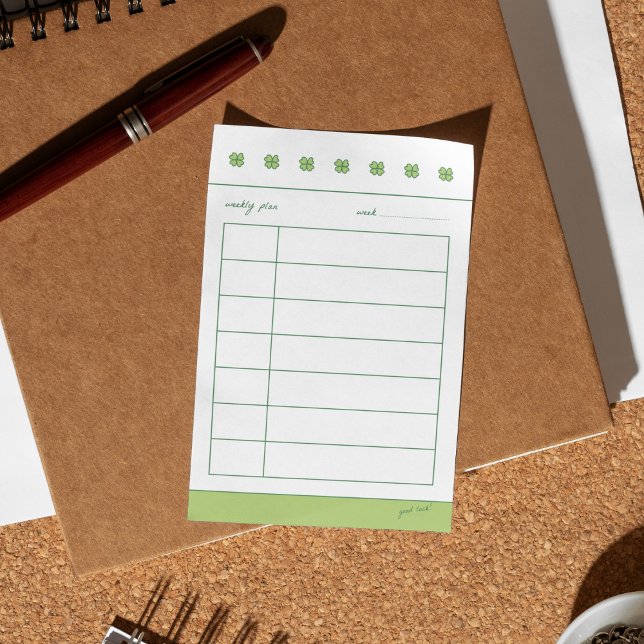 Four clover lucky weekly plans post-it block (Skapare uppladdad)