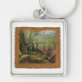 FOUR ELEMENTS - Earth - Keychain Fyrkantig Silverfärgad Nyckelring