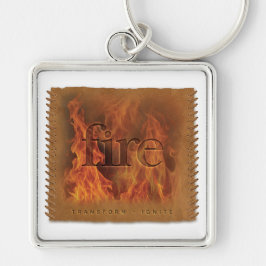 FOUR ELEMENTS - Fire - Keychain Fyrkantig Silverfärgad Nyckelring