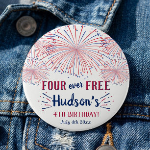 Four Ever Free! 4:e Juli 4-års födelsedagsfest Knapp