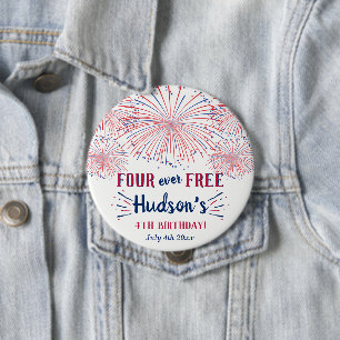 Four Ever Free! 4:e Juli 4-års födelsedagsfest Knapp