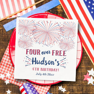 Four Ever Free! 4 juli 4-års födelsedagsfest Pappersservett