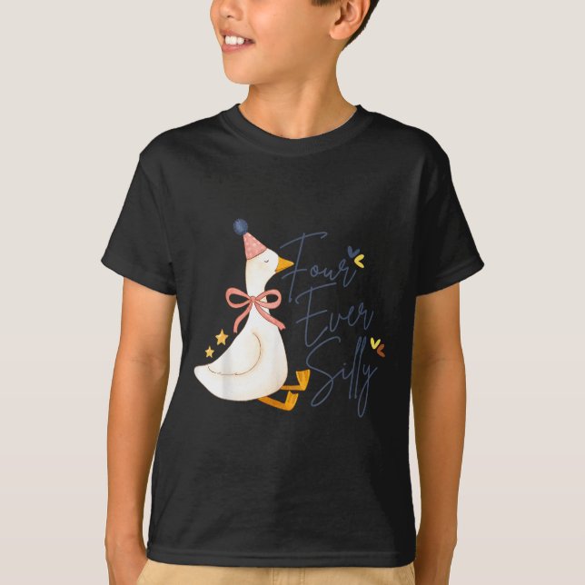 Four Ever Silly Funny Silly Goose 4th Birthday  T Shirt (Framsida)
