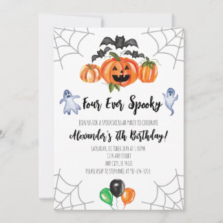 Four Ever Spooky Halloween 4th Birthday Invitation Inbjudningar