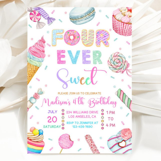 Four Ever Sweet Birthday Invitation, Candy Sweet  Inbjudningar (Skapare uppladdad)