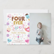 Four Ever Sweet Foto Födelsedagsdonut 4-årsdag