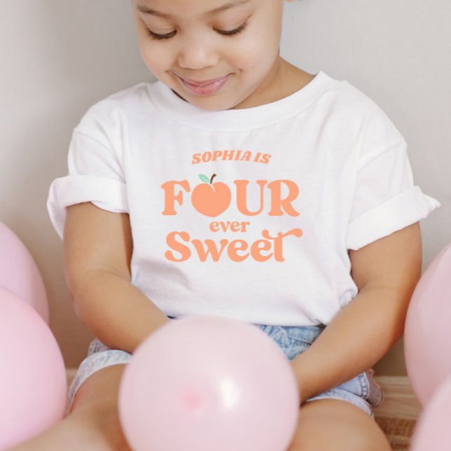 Four Ever Sweet Peach Fruit 4-års födelsedagsfest T Shirt (Skapare uppladdad)