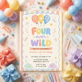 Four Ever Wild Konfettiballong 4-årsdag Inbjudningar