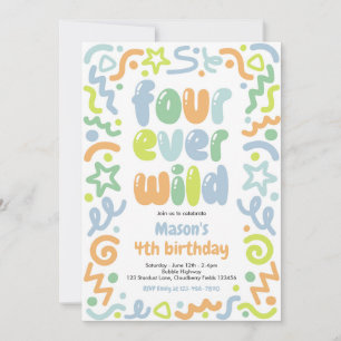 Four Ever Wild Konfettiballong 4-årsdag Inbjudningar
