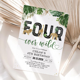 Four Ever Wild Party Animals 4-årsfest Inbjudningar
