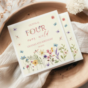 Four Ever Wild Wildflower 4-års födelsedagsfest Pappersservett