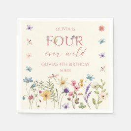 Four Ever Wild Wildflower 4th Birthday Party Pappersservett