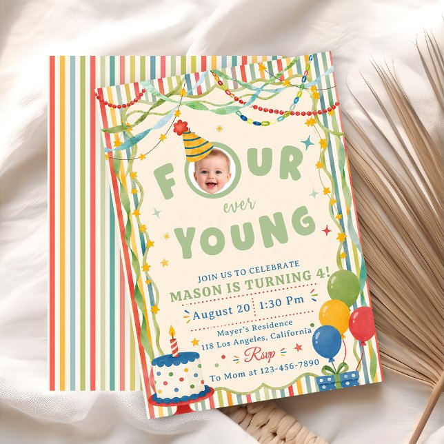 Four Ever Young 4-årsdag Inbjudningar (Skapare uppladdad)