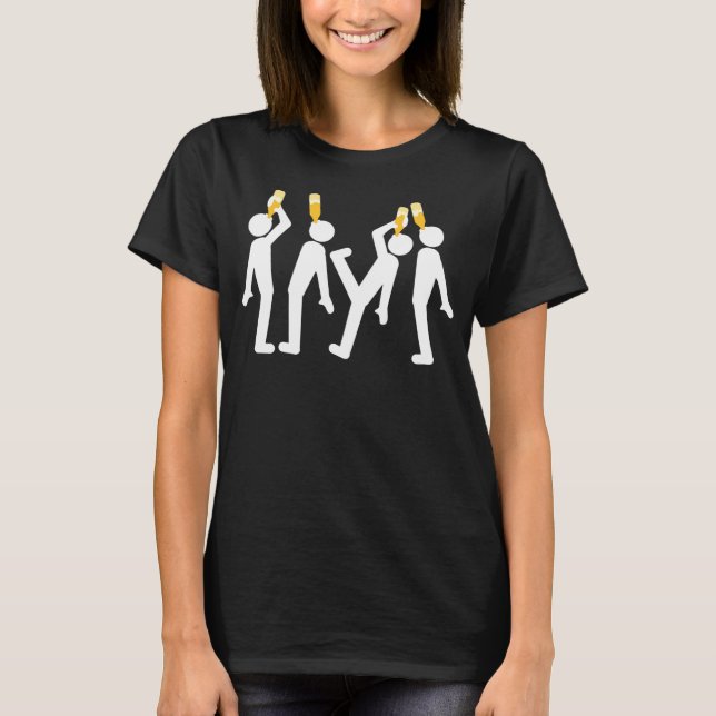 Four Funny Friends Drinking Beer Bottles From Abov T Shirt (Framsida)