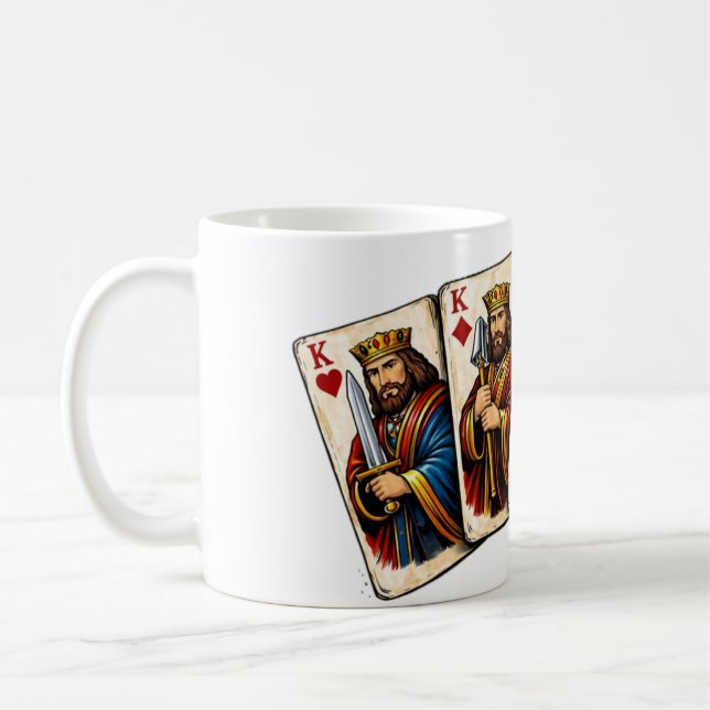 Four Kings Playing Cards Design Kaffemugg (Vänster)