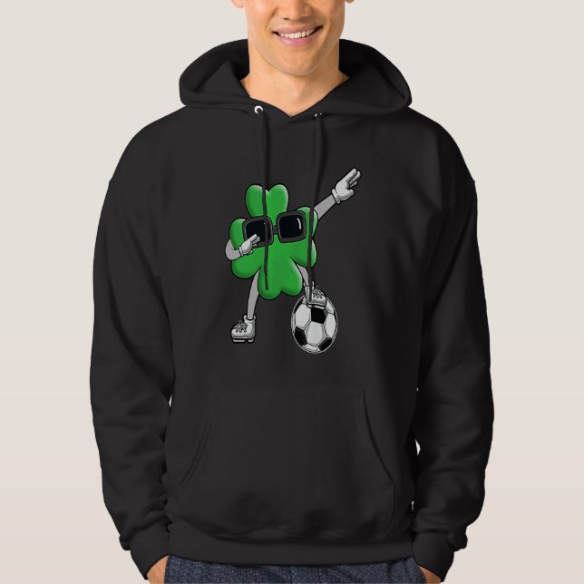 Four Leaf C Soccer Patrick's Day Lucky Day Hoodie (Framsida)