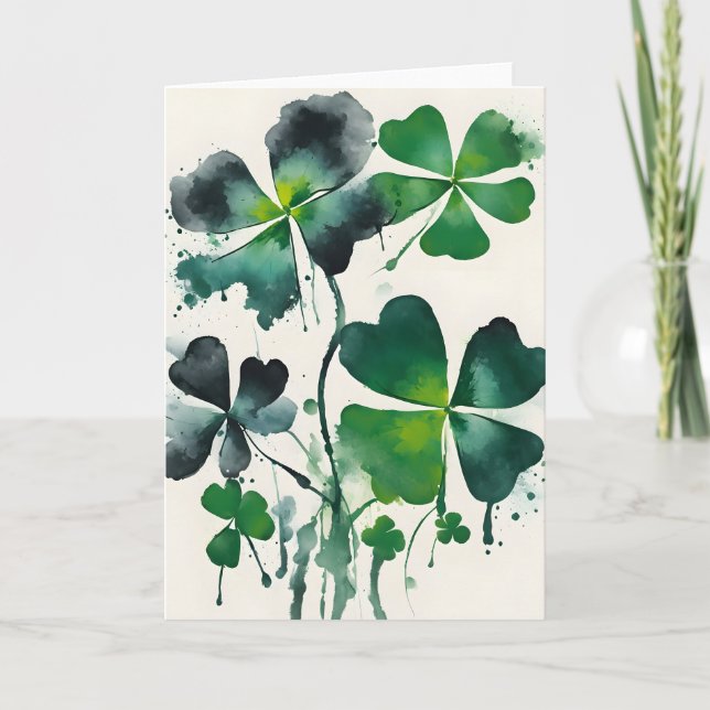 Four-leaf clover - Watercolor flowers Kort (Framsida)