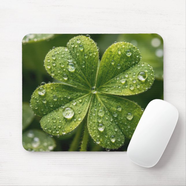 Four-leaf Clover With Raindrops Musmatta (Med mus)