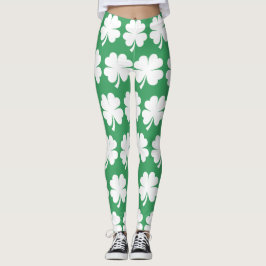 Four Leaf Lucky Clover Saint Patrick's Day Leggings
