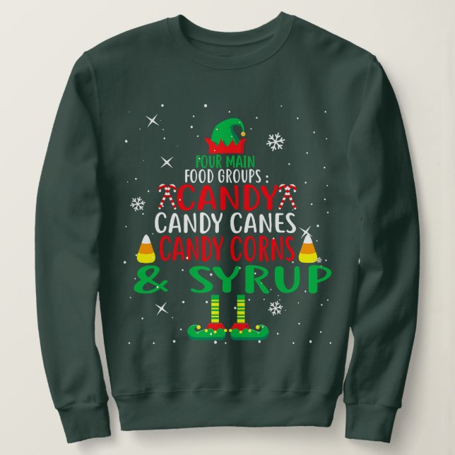 Four Main Food Groups Elf Buddy Christmas Pajama X T Shirt (Design framsida)