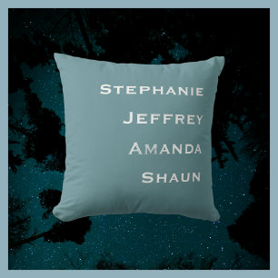 Four Names Powder Blue and White Square Kudde