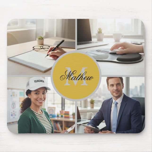 Four Photo Personalized Monogram Name Custom Musmatta (Framsidan)