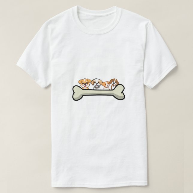 Four Playful Pups with Bones design T Shirt (Design framsida)