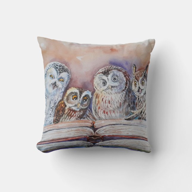 Four reading owls kudde (Framsida)