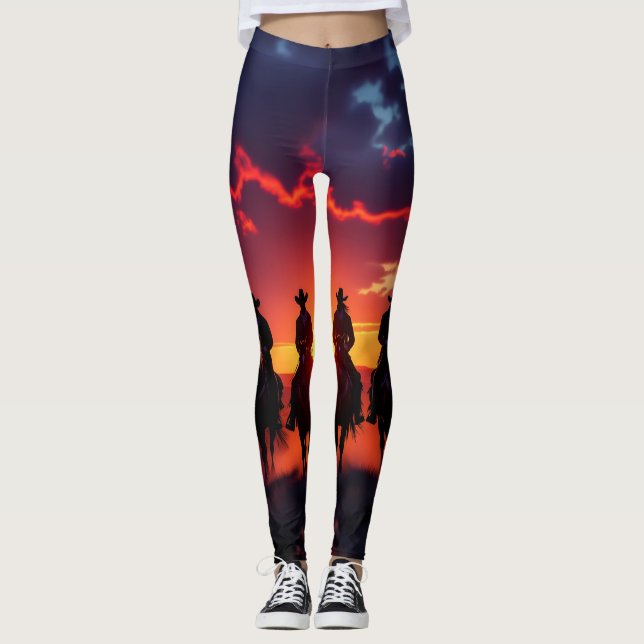Four Riders at Sunset Leggings Tights (Framsida)