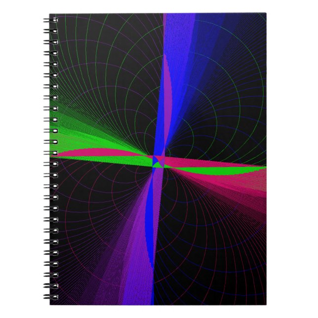 Four-Way Geometric Wave Spiral Notebook Anteckningsbok (Framsidan)