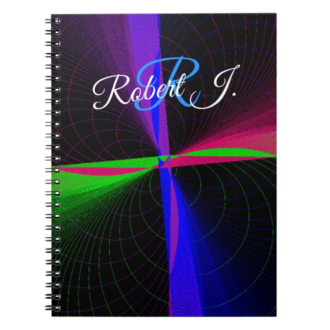 Four-Way Geometric Wave Spiral Notebook Anteckningsbok (Framsidan)