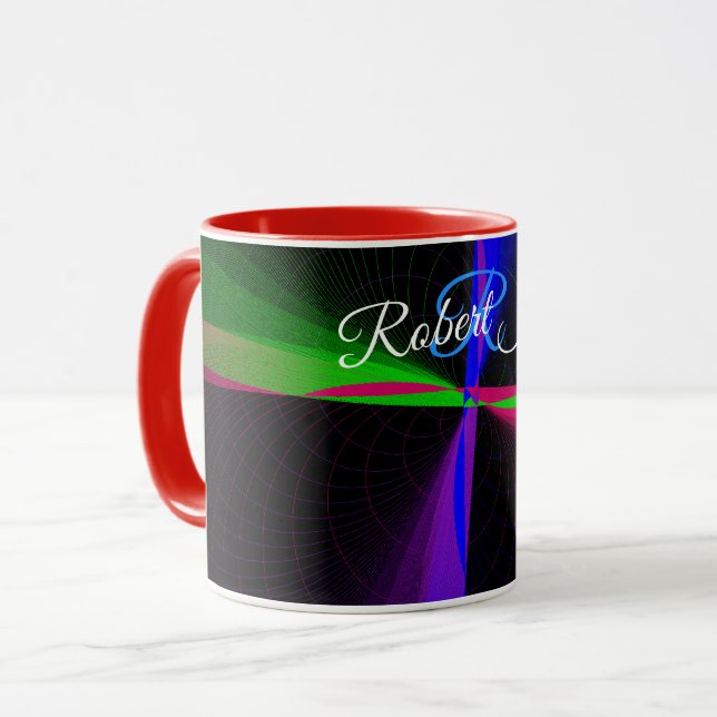 Four-Way Wave Geometric Coffee Mug Mugg (Framsida vänster)